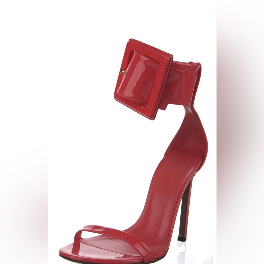 Gucci Bold Red Ankle Strap Heels